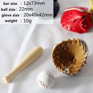 Puppenhaus Miniatur Elfen-Sportzubehör Baseball-Set Handgehaltener Baseball-Schläger Plastik BJD Puppen 3-teiliges Set - Product Image 2