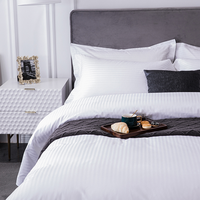 Ensemble de housse de couette en coton 100% 300 fils/cm², écologique, tissé, blanc géométrique de luxe sur mesure pour hôtel, literie douce, housse durable