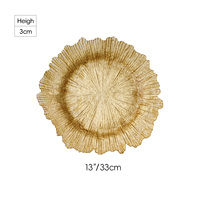Assiettes de présentation dorées irrégulières de 13 pouces de style européen, diverses couleurs, en verre, pour mariages et fêtes - Vente en gros usine