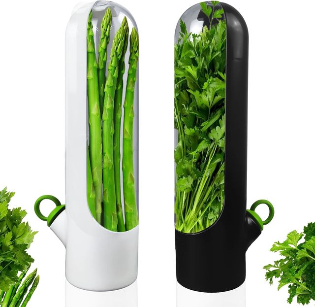 Herb Saver for Refrigerator Cilantro Container for Fridge Fresh Herb Keeper Herb Storage Fridge Organizer for Vegetables