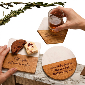 USA Free Shipping Stock Durable Stylish Laser Engraving Blanks Natural Acacia Wood 8mm/10mm Classic Design Coaster - Product Image 3