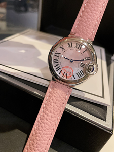 Montre mécanique automatique élégante et tendance, cadran en nacre, bracelet en cuir de vache rose à motif litchi, étanche - Product Image 2