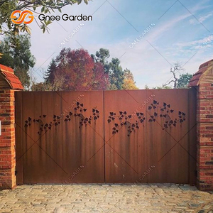 Portails de jardin en acier corten respectueux de l'environnement, clôture naturelle avec serrures et poignées - Product Image 1