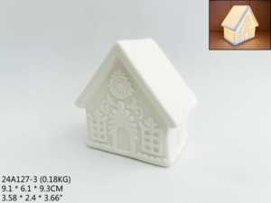 Lampada da Tavolo LED <span class=keywords><strong>in</strong></span> Ceramica a Forma di Casa Fungo con Motivo a Finestra e Porta <span class=keywords><strong>in</strong></span> Rilievo, Finitura Bianca Opaca, per Casa delle Fiabe - Product Image 4