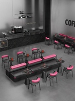 Canapé de bar mural en acier inoxydable style industriel pour espace de repos, tables et chaises pour bar, petit bar et café