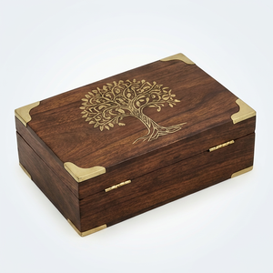 Wooden <b>Keepsake</b> Urn <b>Box</b> Memory Storage Case Engraved Ashes Memorial Container for Human and Pet Remembrance Handcrafted Finish - Product Image 1