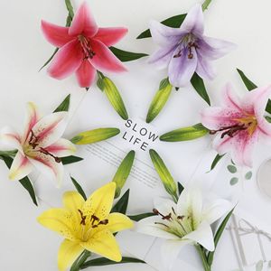 Artificial Lily Single Stem Flower Household Table Display Wedding Floral Arrangement Wholesale Decor - Product Image 2