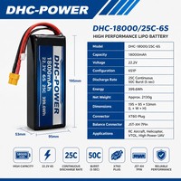 Batterie LiPo semi-solide haute capacité DHC-POWER 22,2V 16S 18000mAh 25C avec cathode LiNiMnCoO2 pour drone, 800 cycles