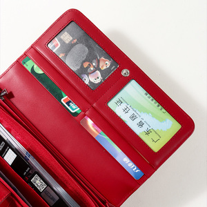 <span class=keywords><strong>Portafoglio</strong></span> Lungo da <span class=keywords><strong>Donna</strong></span> in Vera Pelle con Blocco RFID, Nuovo Design <span class=keywords><strong>Rosso</strong></span> Vintage, con Scomparti per Carte e Fermasoldi - Product Image 4