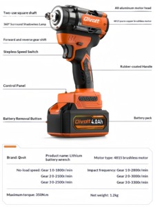 <span class=keywords><strong>Clé</strong></span> <span class=keywords><strong>à</strong></span> chocs <span class=keywords><strong>électrique</strong></span> sans fil Qivolt OEM 20V Max, avec lumière LED <span class=keywords><strong>à</strong></span> 360 degrés sans ombre, pour l'entretien domestique - Product Image 5