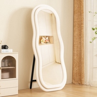 Miroir de toilette moderne ondulé en flanelle douce, pleine longueur, support en acier, anti-explosion, fait à la main, décoration intérieure