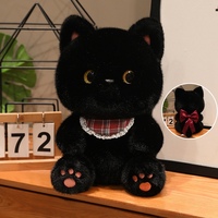 Meilleure Vente : Peluche chat siamois en fourrure de vison, couleur noire, mini chat moelleux avec écharpe, jouet en peluche personnalisé