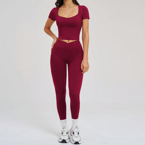 Conjunto de Yoga para Mujer Naked Felling, Camiseta Transpirable de Fitness, Leggings de Alta Elasticidad con Control de Abdomen, Ropa Deportiva para Entrenamiento - Product Image 5