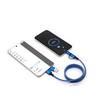 Câble de données magnétique en nylon en alliage d'aluminium à enroulement automatique 4-en-1 à charge rapide PD 60W pour iPhone/Type-C et scanner de codes-barres