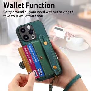 Điện thoại thông minh Wallet trường hợp với dây đeo cổ tay, PU da nút từ chủ thẻ điện thoại bìa cho Iphone 11 12 13 14 15 Pro Max - Product Image 5