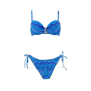 Set bikini SQ67569 Blu Rosa Grigio con motivo Chevron Push Up con ferretto Costume da bagno Donna Abbigliamento da spiaggia Taglia 42 44 46 48 - Product Image 2