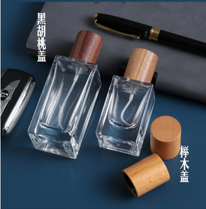 50ml 100ml hình chữ nhật Nước hoa chai thủy tinh gỗ với nắp bằng gỗ vuông chai thủy tinh bao bì gỗ - Product Image 3