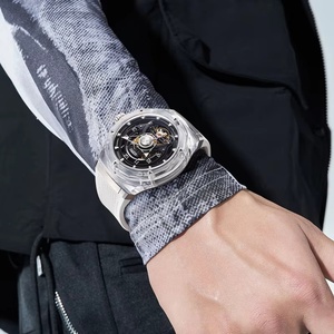 Montre automatique BG6003, boîtier transparent, montre-bracelet mécanique, bracelet en caoutchouc, cadran squelette, montres pour hommes - Product Image 3