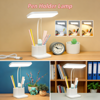 Lampe de bureau LED avec porte-stylo, lampe de table tactile rechargeable, lampe de lecture pour bureau d'étude, lampe LED rechargeable