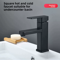 Robinet de lavabo moderne à poignée unique le plus vendu mélangeur d'évier en plastique noir pour salle de bain noyau de vanne en céramique à montage monotrou