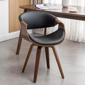 Silla de comedor curvada minimalista moderna italiana, taburete nórdico de madera maciza para balcón, silla de respaldo de ocio y estudio - Product Image 3