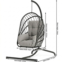 Fauteuil suspendu pliable en rotin blanc avec support, montage sans outils, pour terrasse, vente en gros pour entreprises