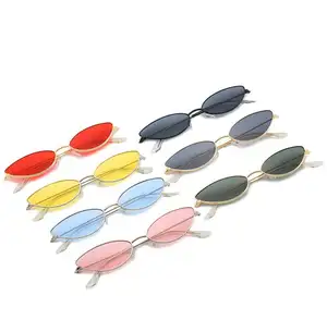 Vendita all'ingrosso moda occhiali lenti colorate-WIIPU 2020 New Vintage Occhio di Gatto Occhiali Da Sole Delle Donne di Piccolo Triangolo Occhiali Da Sole Lenti di Colore di Modo Femminile Occhiali da sole In Metallo UV400