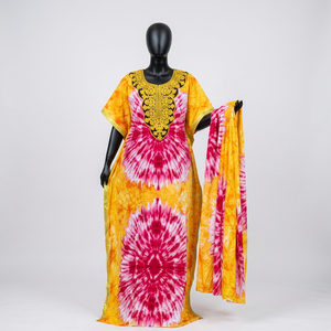 Kaftan islamique en dentelle artisanale, tie-dye, en rayonne respirante, robe longue pour femmes - Product Image 3