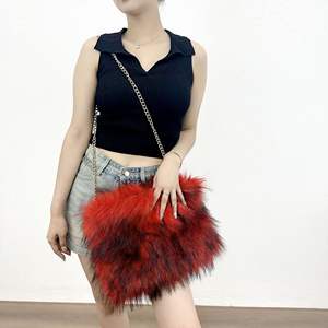 NOUVEAU Logo personnalisé <span class=keywords><strong>2020</strong></span> nouveautés <span class=keywords><strong>collection</strong></span> d'été épaules dénudées femmes mode dame boob tube top fausse fourrure Clutch Bag - Product Image 3