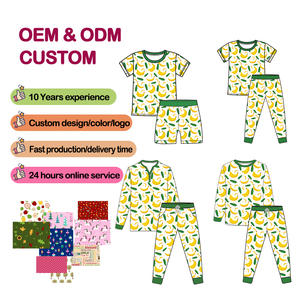 Op maat gemaakte biologische bamboe spandex 2-delige kinderpyjama's, modale kinderloungewear, slaapkleertjes, mystery box Ester - Product Image 1