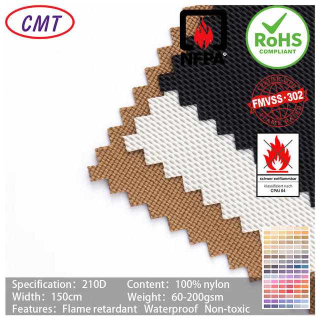 Hot New Products Bag Use 210D Pu Coated Nylon Flame-retardant EnviroNmental Oxford Fabric