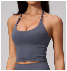 Women Seamless Halter Neck Sports Bra <strong>Low</strong> <strong>Back</strong> Crop <strong>Top</strong> Light Support Yoga Fitness Running <strong>Top</strong> - Product Image 4