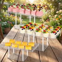 Lot de 3 présentoirs de table à dessert en acrylique transparent écologique, supports de buffet, rehausseurs pour cupcakes, pâtisseries et friandises
