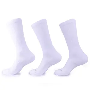 Calcetines deportivos personalizados para hombre, calcetín de algodón COOLMAX acanalado con Logo de letras, acolchado, color blanco