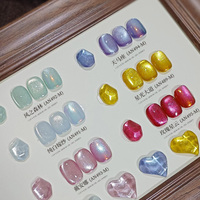AILANUO 6 Couleurs Gel Vernis à Ongles Effet Œil de Chat Boîte au Trésor Lumière de Lune Perles de Verre Cristallines Colorées Gel Vernis à Ongles Effet Œil de Chat pour Nail Art
