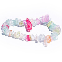 Bracelet élastique en cristal naturel, quartz rose et améthyste, gravé de galets multicolores, fait main par des artisans – Meilleures ventes