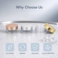 Pot à crème rond vide ISMAN avec capuchon argenté pour poudre de cristal, paillettes, ongles, 15ml, 20ml, 60ml, emballage cosmétique transparent en PS/AS, vente en gros