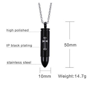 La bala colgante joyería de la cremación urna Collar para las cenizas de acero inoxidable Memorial colgante para los hombres - Product Image 3