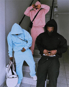 2024 Hai Mảnh Áo Và Jogger Đặt Người Đàn Ông Bộ Đồ Thể Thao Biểu Tượng Tùy Chỉnh Pháp <span class=keywords><strong>Terry</strong></span> Quá Khổ Áo Thun Hoodies Người Đàn Ông Áo Nỉ - Product Image 1