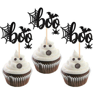 Décoration de gâteau en papier Nicro Original Factory Black Spider Web avec motif chauve-souris pour anniversaire, fête d'Halloween, cupcake, dessert - Product Image 2