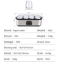 Machine à yaourt glacé et crème glacée électrique automatique avec contrôle de température, capacité de 8/12 coupes, pour milkshake, confiture, crème glacée, pudding