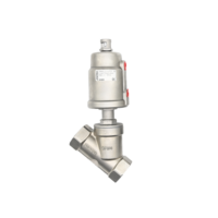 Vanne d'angle pneumatique JTAIV 1 pouce en acier inoxydable 304 avec filetage PTFE, port DN32, pour médias agressifs