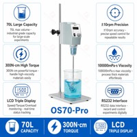 Agitateur-mélangeur de laboratoire chimique à viscosité élevée 100 000 mPas, numérique LCD, capacité 70 L, couple 300 Ncm, 1100 tr/min