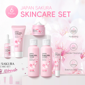 Set de Cuidado Facial Laikou Japan Sakura de 6 Piezas, Crema Hidratante, Antienvejecimiento, Iluminadora y Reparadora - Product Image 3
