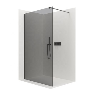 Profil mural en aluminium pour salle <span class=keywords><strong>de</strong></span> bain <span class=keywords><strong>de</strong></span> style européen moderne écran <span class=keywords><strong>de</strong></span> <span class=keywords><strong>douche</strong></span> en verre gris avec porte-serviettes - Product Image 4