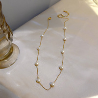 Collier ras du cou en acier inoxydable avec perle d'eau douce naturelle, design coréen tendance, bijoux pour femmes