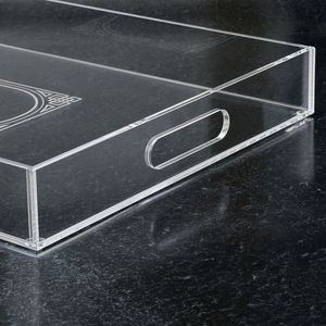Vassoio di Lusso in Acrilico Trasparente Nero <span class=keywords><strong>e</strong></span> Bianco con Manici, Piatto Rettangolare per Servire Cibo, per Cucina, Bagno, Trucco <span class=keywords><strong>e</strong></span> Vanità - Product Image 5