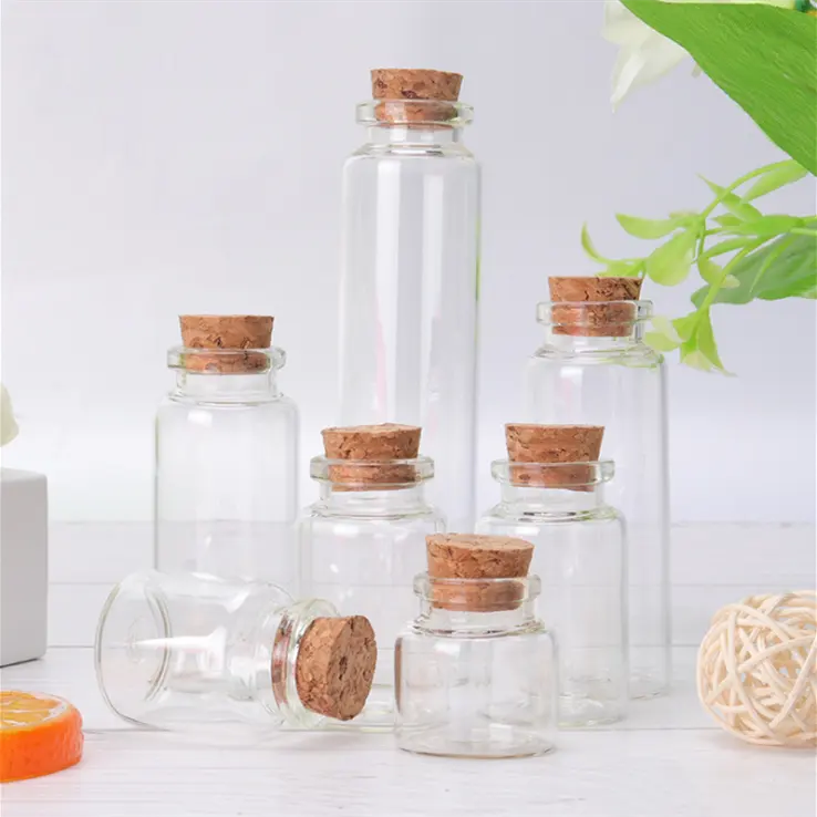 Wholesale High Quality Mini Clear Glass Vial Glass Bottle with Cork Stopper for Empty Spice Bottles Jars DIY Crafts Vials