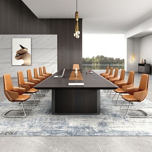 New Oblong Shape Simple Wooden Conference <b>Table</b> Multi-Person Meeting Negotiation <b>Table</b> Meeting Room Desk - Product Image 4