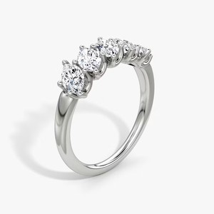 Bague en or blanc 18 carats pour femme avec cinq pierres, diamant certifié IGI, classique, pour mariage, fiançailles, anniversaire et cadeau - Product Image 1